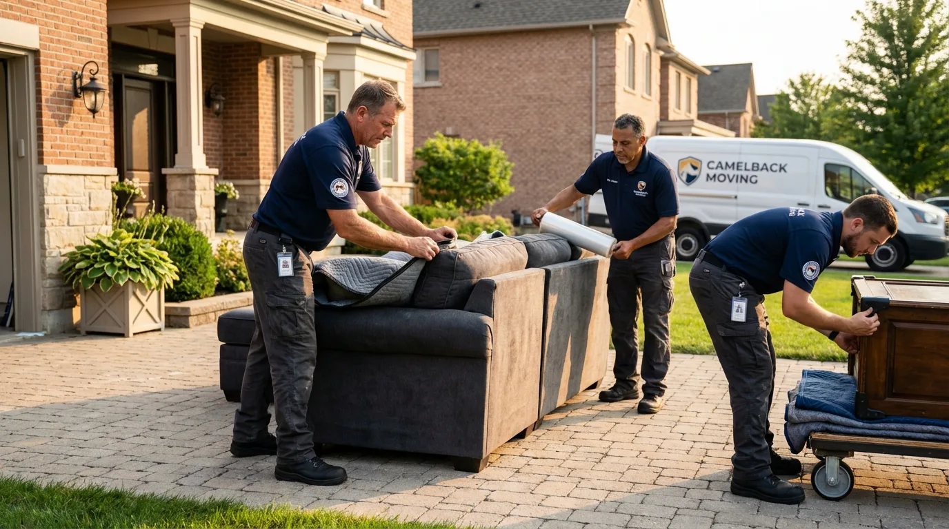 Large estate moving crew wrapping furniture in Bryn Mawr, PA
