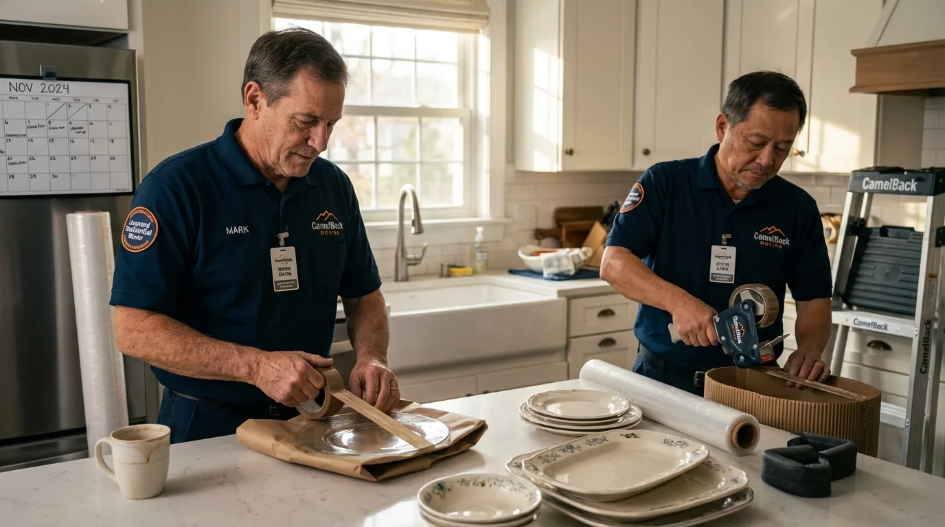 Professional crew packing kitchen dishware in Bryn Mawr, PA